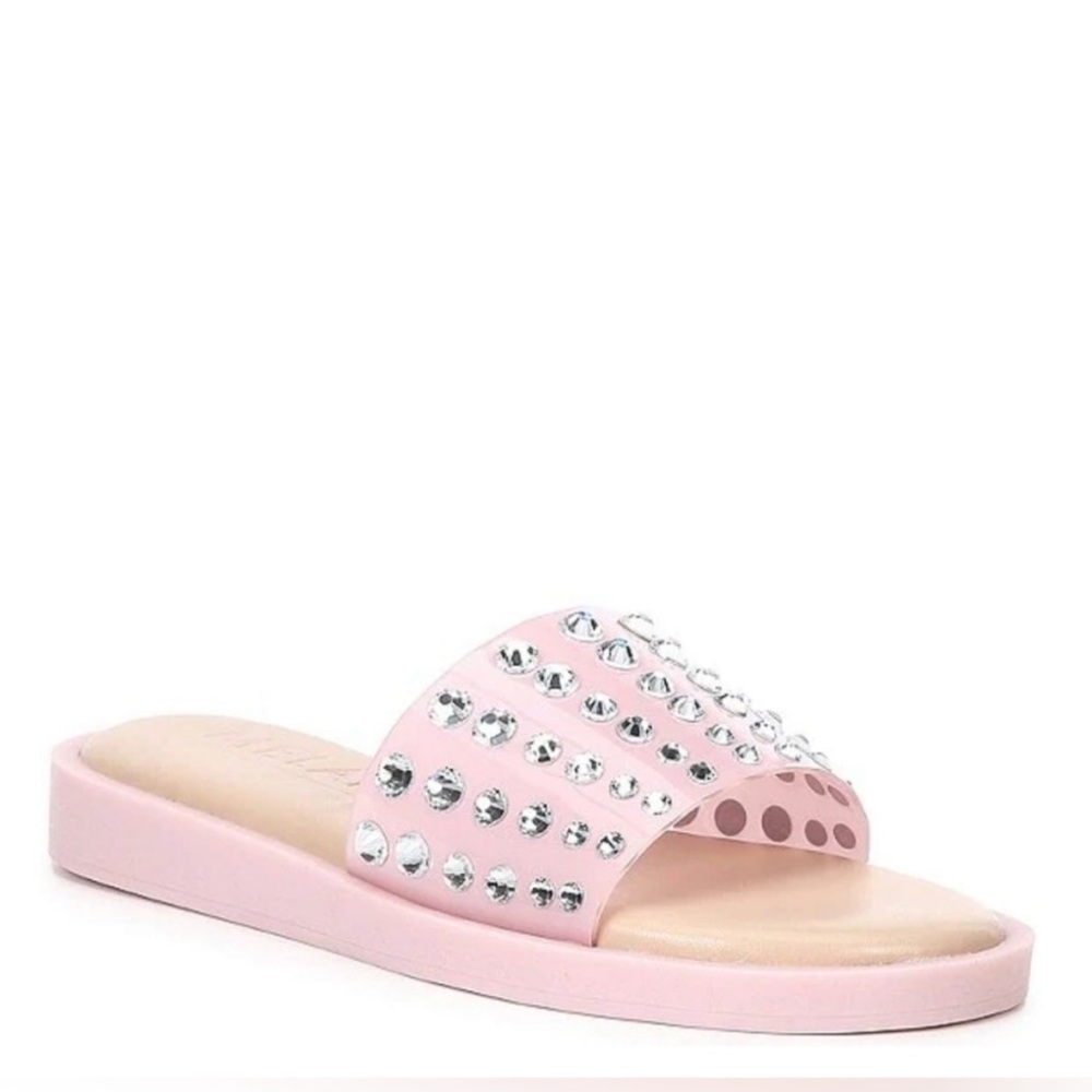 Antonio Melani Gildie Hotfix Embellished Vinyl Slide Sandals